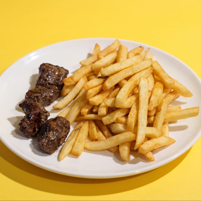 Kids Beef Shish + Fries.